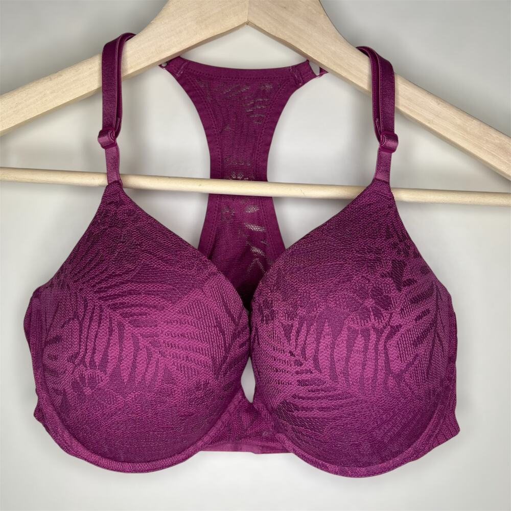 PINK Victoria's Secret Push Up Bra 34D Padded Racerback Keyhole Underwire Lace